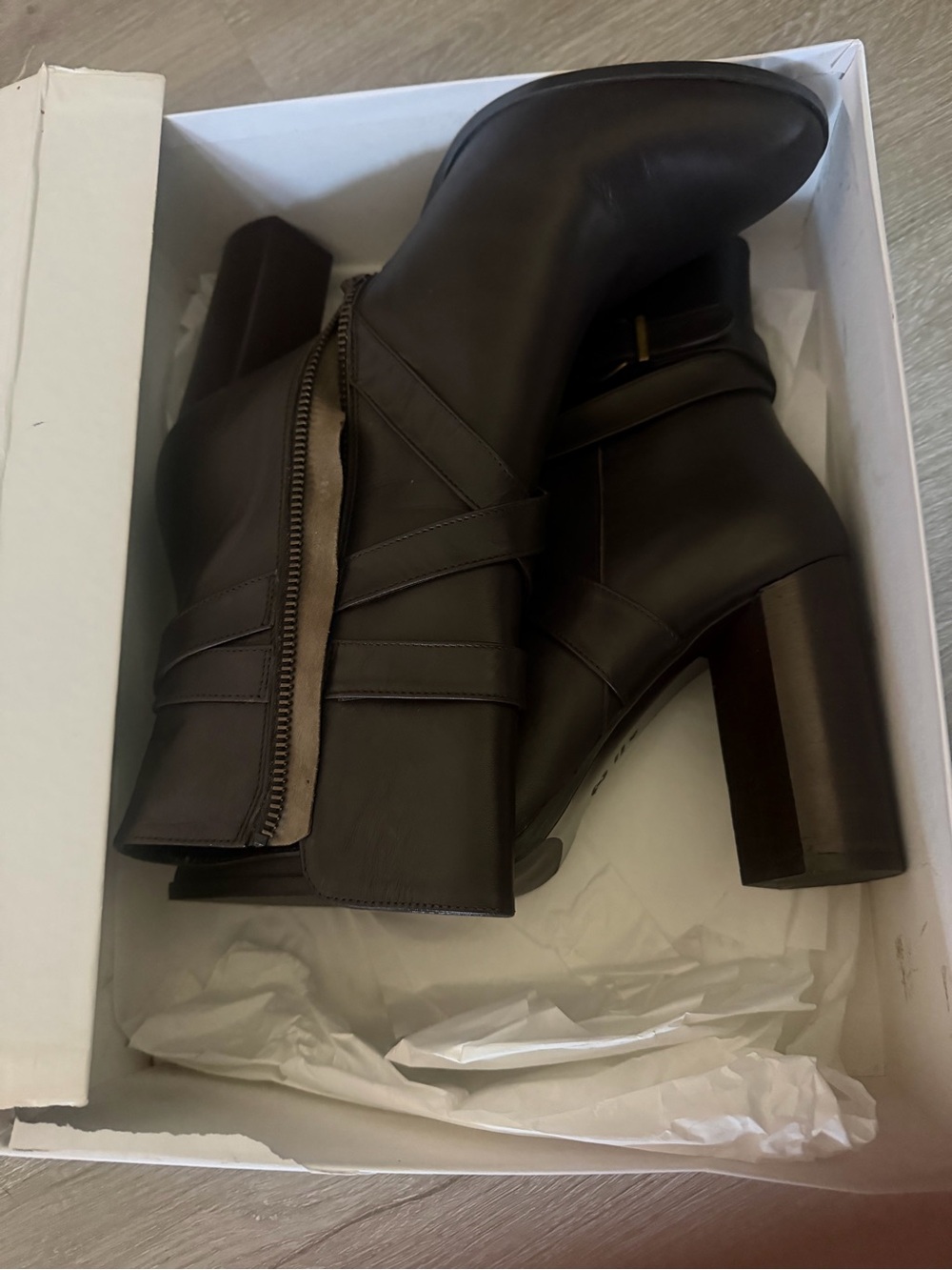 Baldinini Dark Brown Leather Block Heel Ankle Boots
